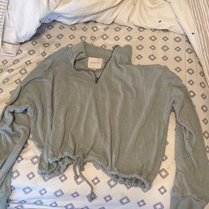 American eagle cropped sweater with quarter zip